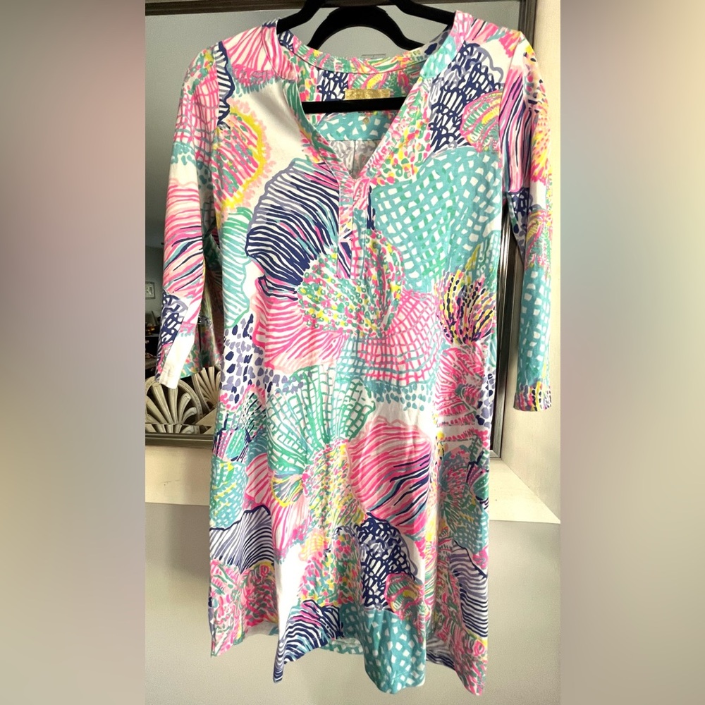 Lilly Pulitzer Multicolor Shell-Print Long Sleeve Shift Dress
